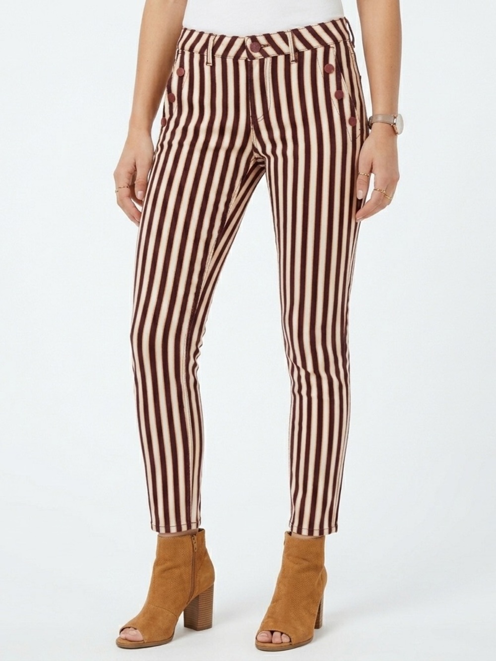 Scotch & Soda La Bohemienne Mid Rise‎ Skinny Maroon Striped Pants